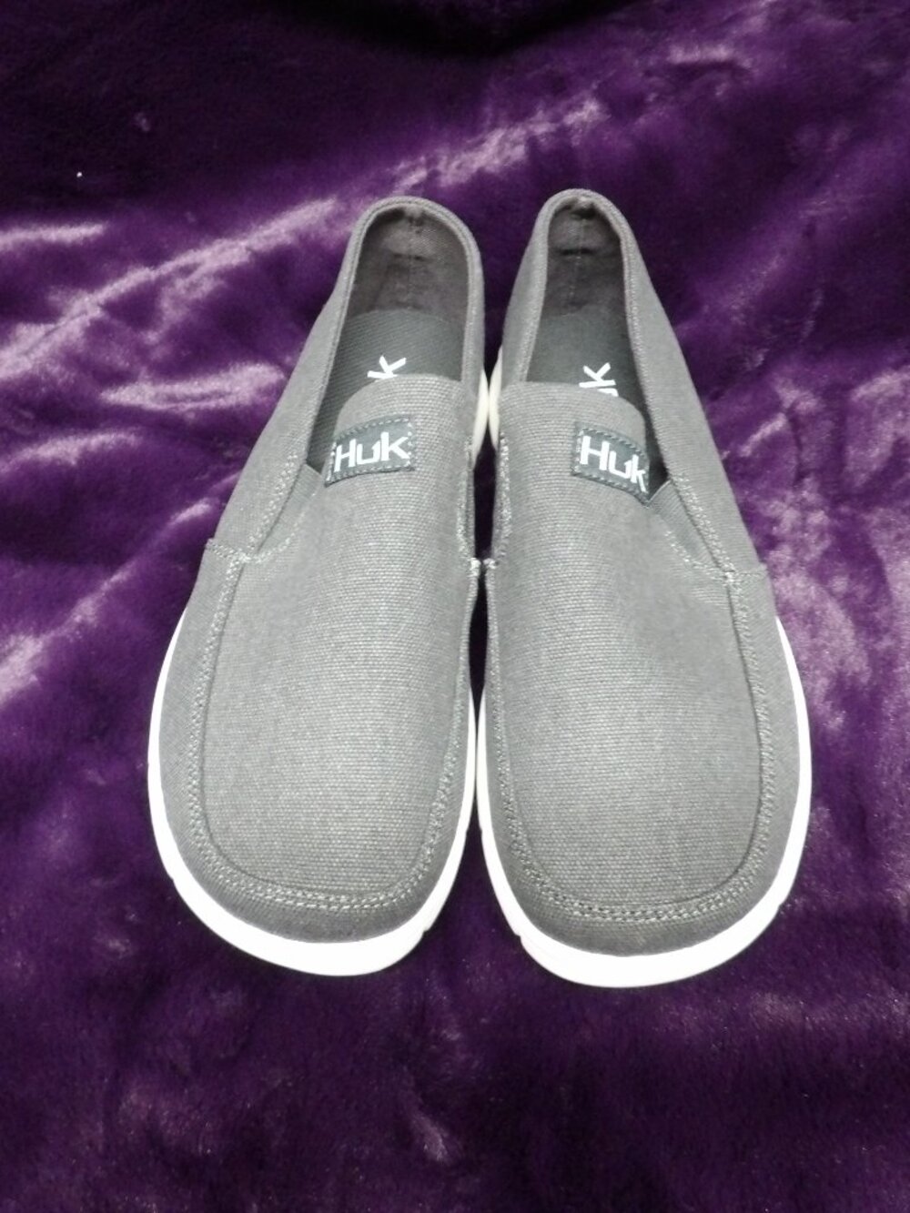 HUK Men's Brewster Canvas Slip-on Boat Shoes sz 9